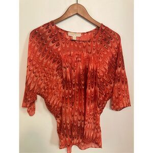 Michael‎ Michael Kors Women's Marbled-Print Pleated Top